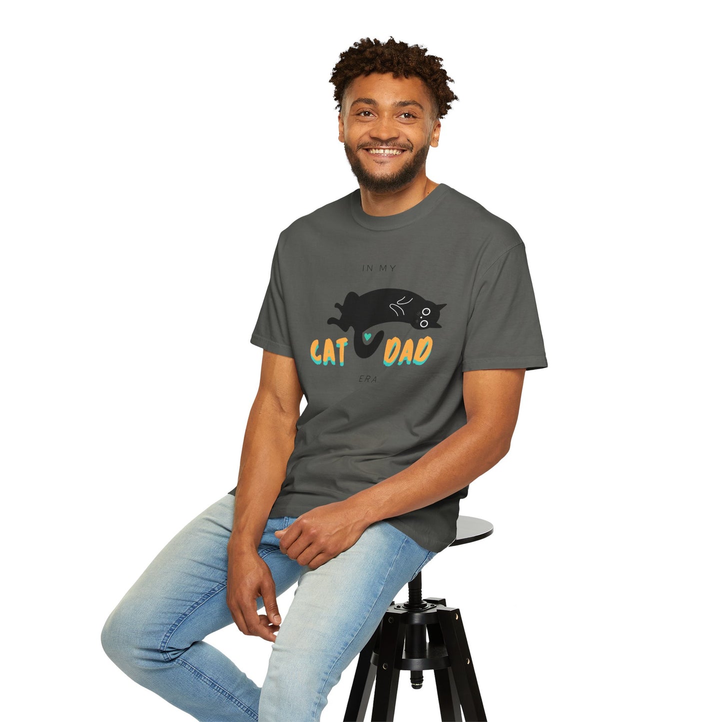 Cat Dad Era Orange & Green Unisex Garment-Dyed T-shirt