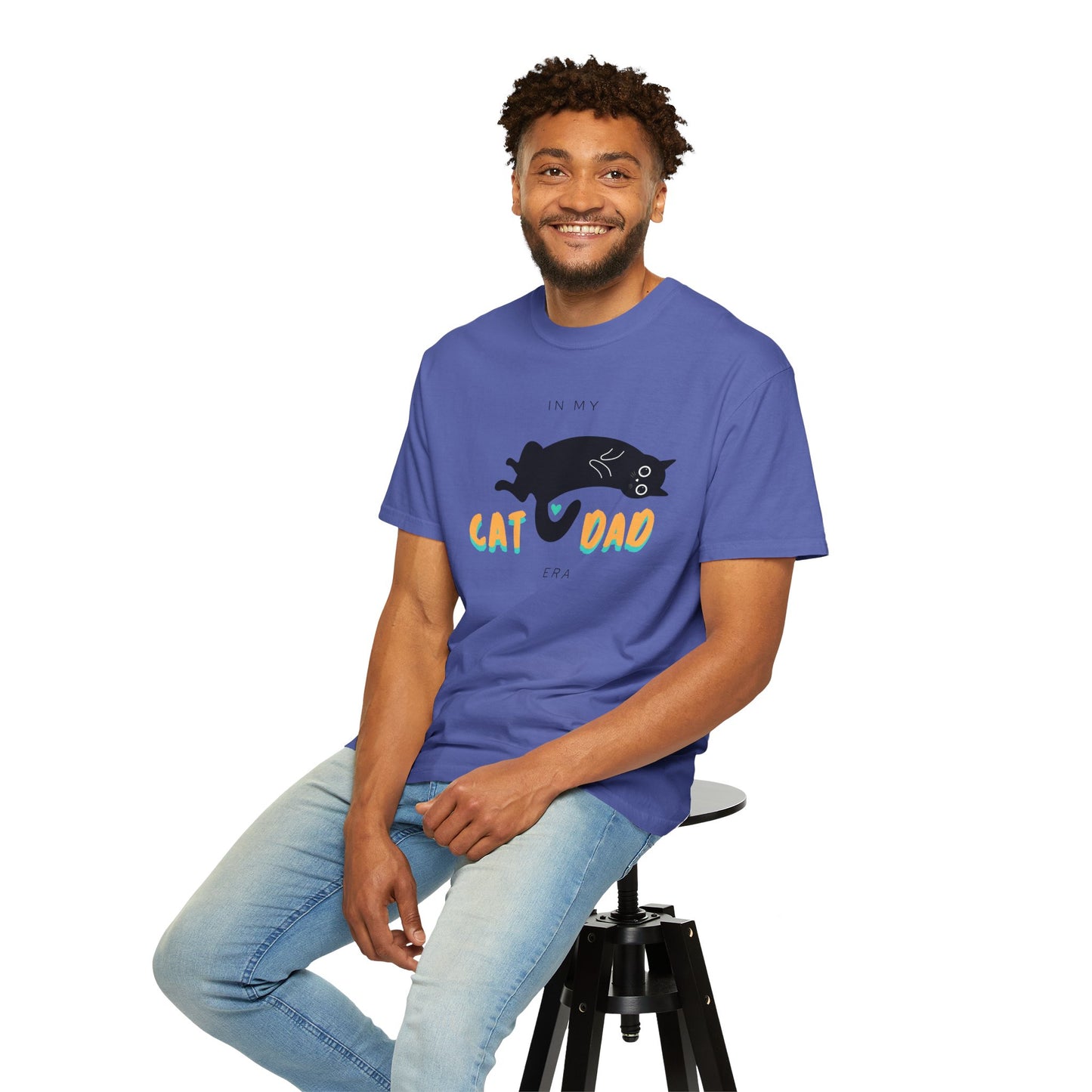 Cat Dad Era Orange & Green Unisex Garment-Dyed T-shirt
