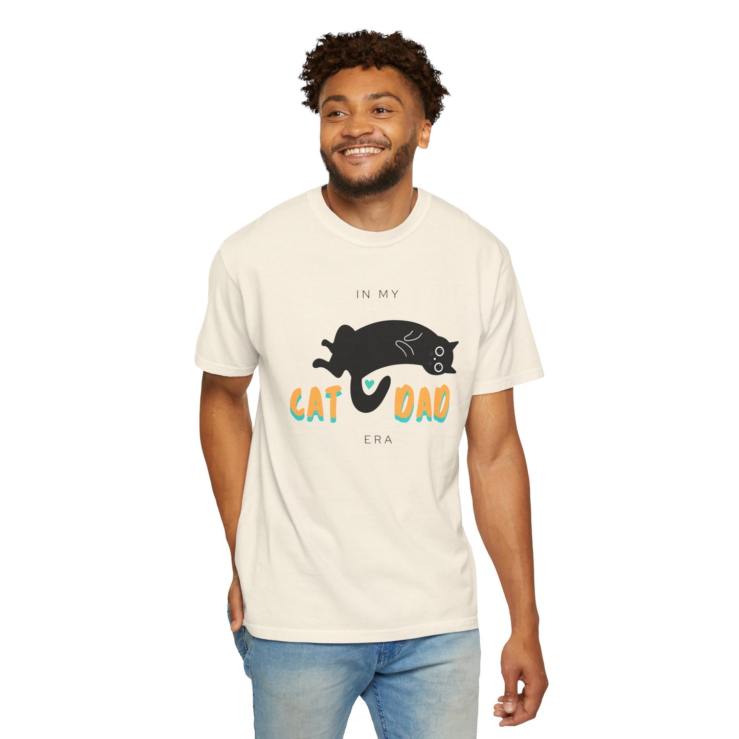 Cat Dad Era Orange & Green Unisex Garment-Dyed T-shirt