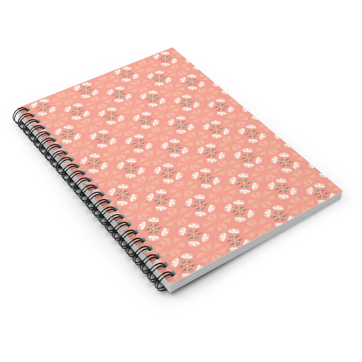 Pink Floral Spiral Notebook - Ruled Line