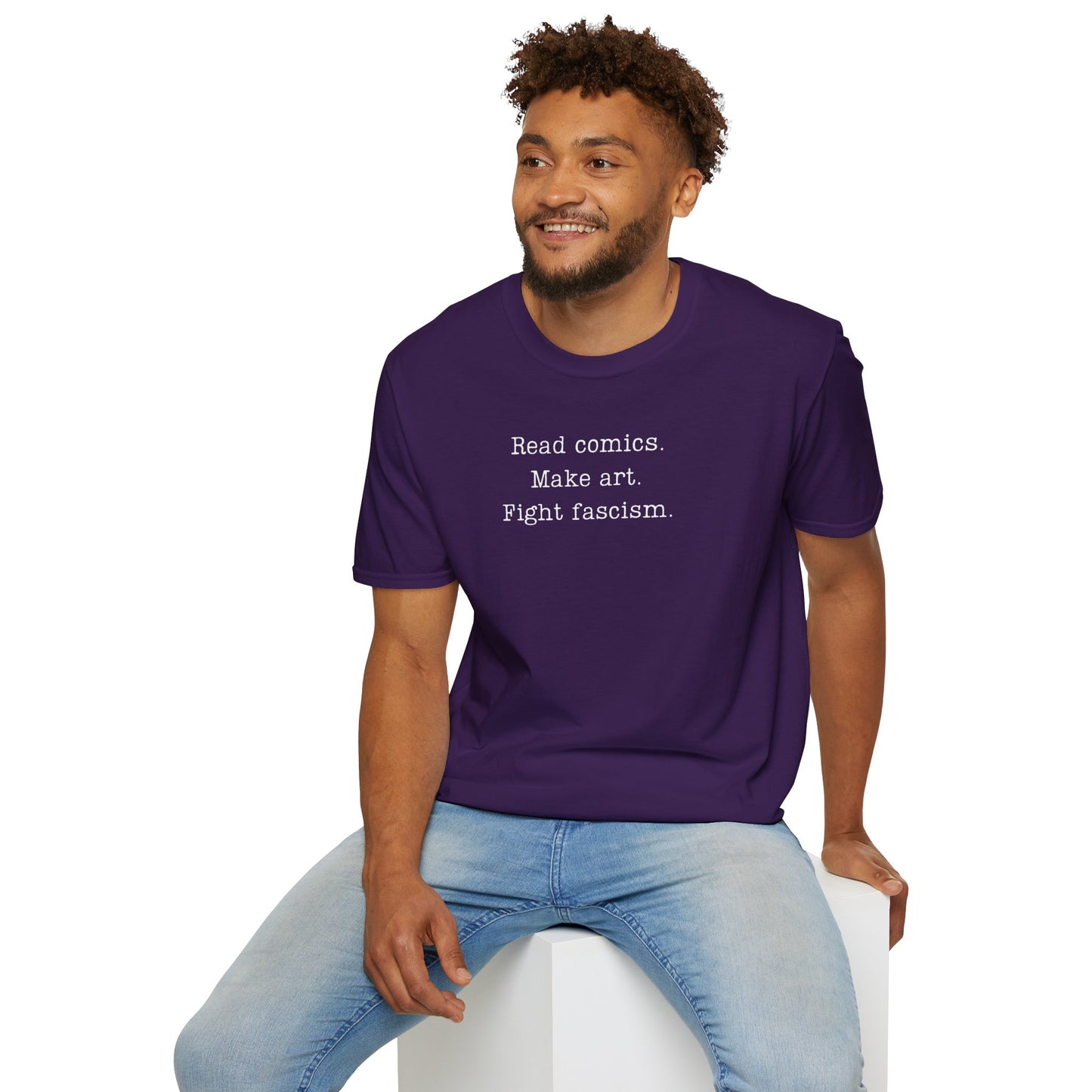 Read Comics Fight Fascism T-Shirt | Anti-Fascist Activist Tee | Comic Book Resistance | ACLU Donation