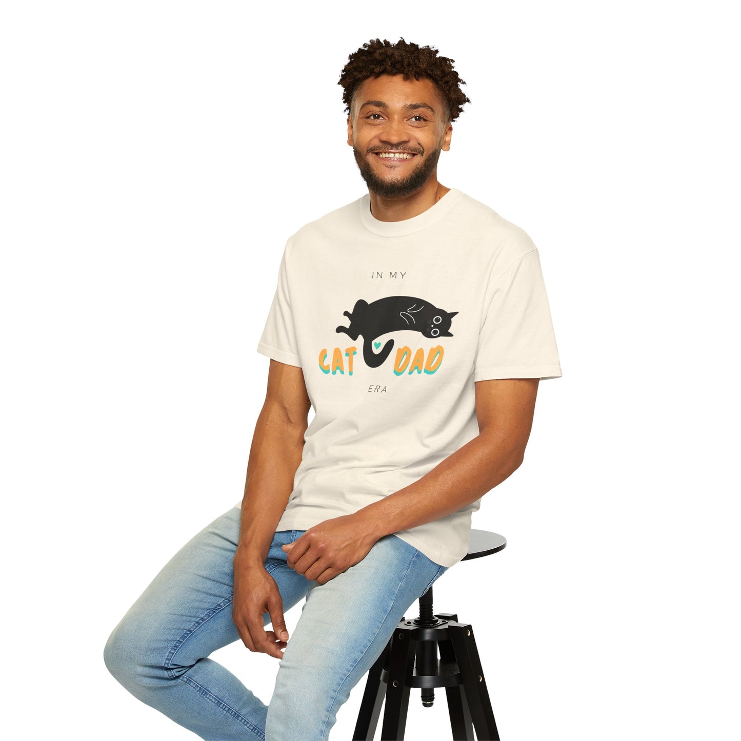 Cat Dad Era Orange & Green Unisex Garment-Dyed T-shirt