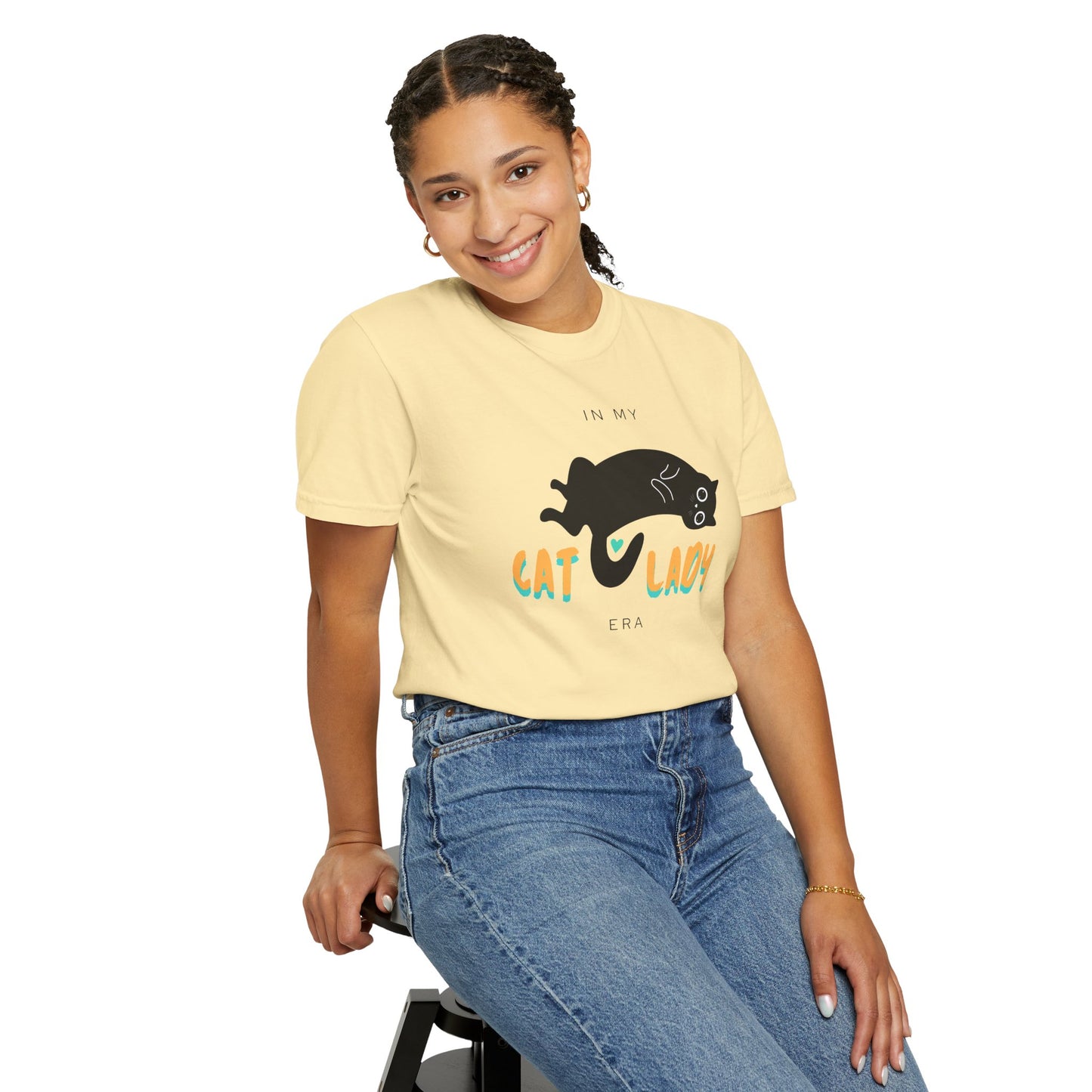 Orange & Green Cat Lady Era Unisex Garment-Dyed T-shirt