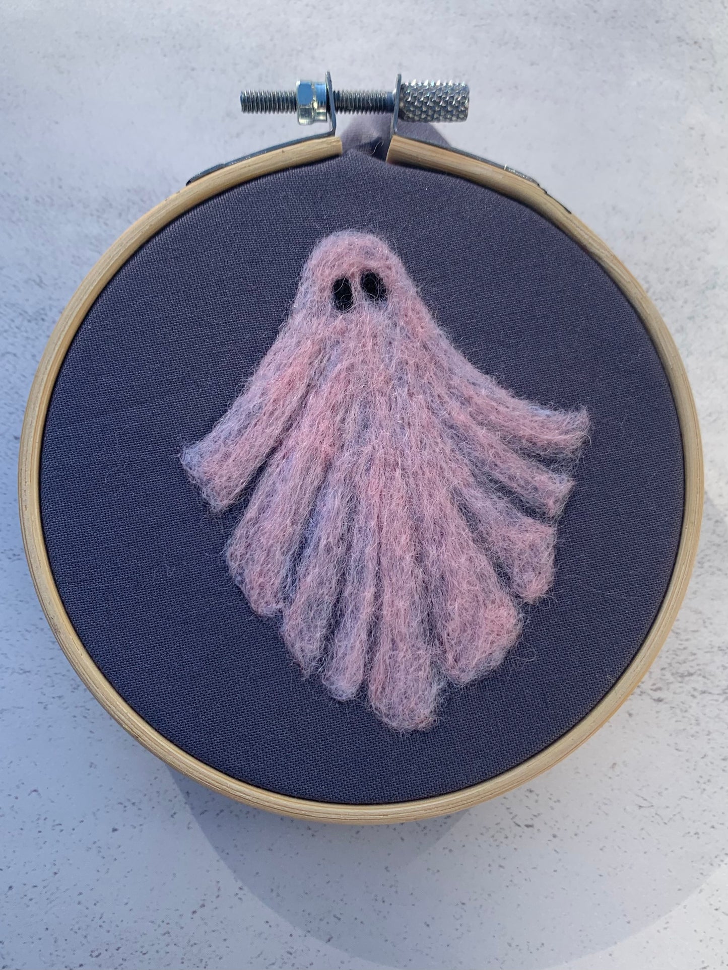 Pastel Pink Ghost Felted Wool Painting