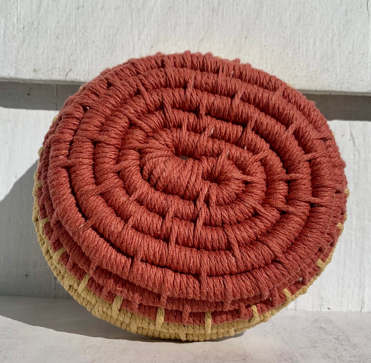 Macramé Coil Bowl in Copper and Gold