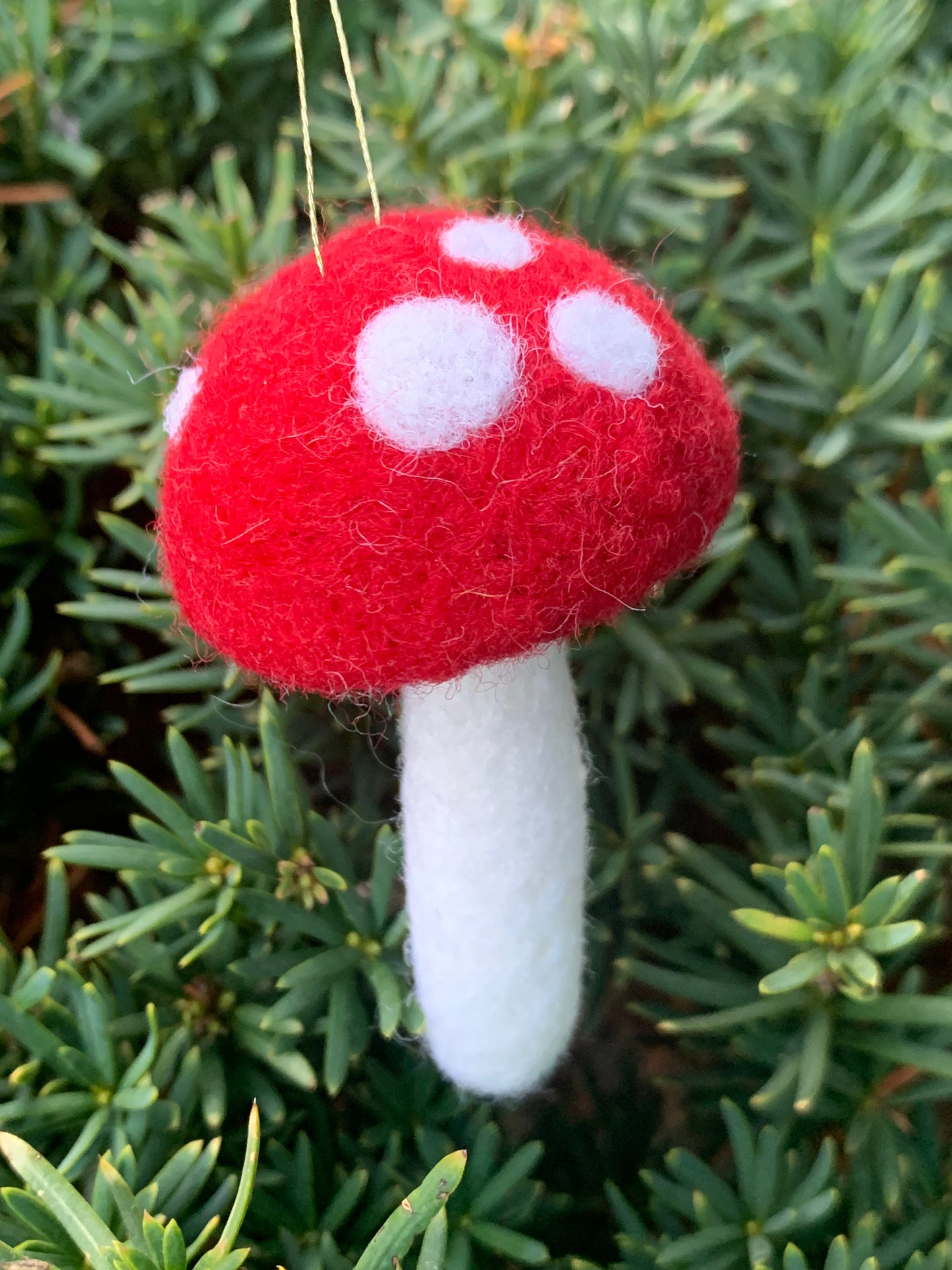 Small Spotted Red Mushroom Felted Ornament