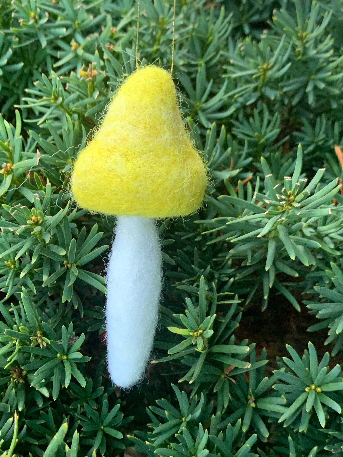 Yellow Mushroom Felted Ornament