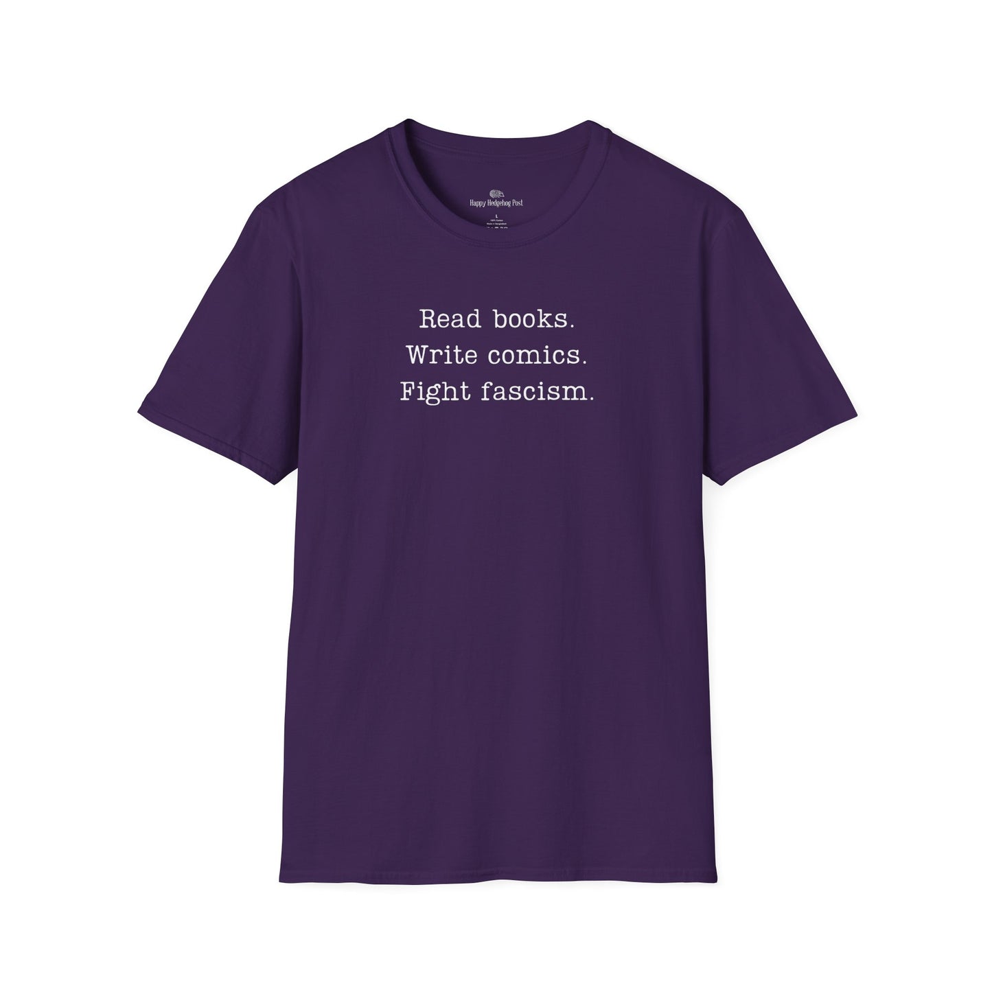 Read Books Write Comics Fight Fascism T-Shirt | Anti-Fascist Activist Tee | Literary Resistance | ACLU Donation