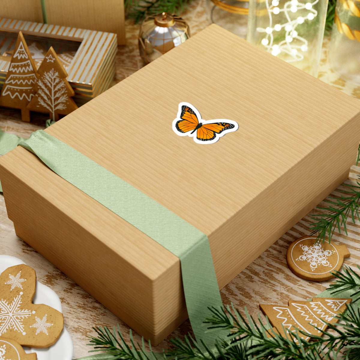 Hand-Drawn Monarch Butterfly Sticker | Vinyl Kiss Cut Decal