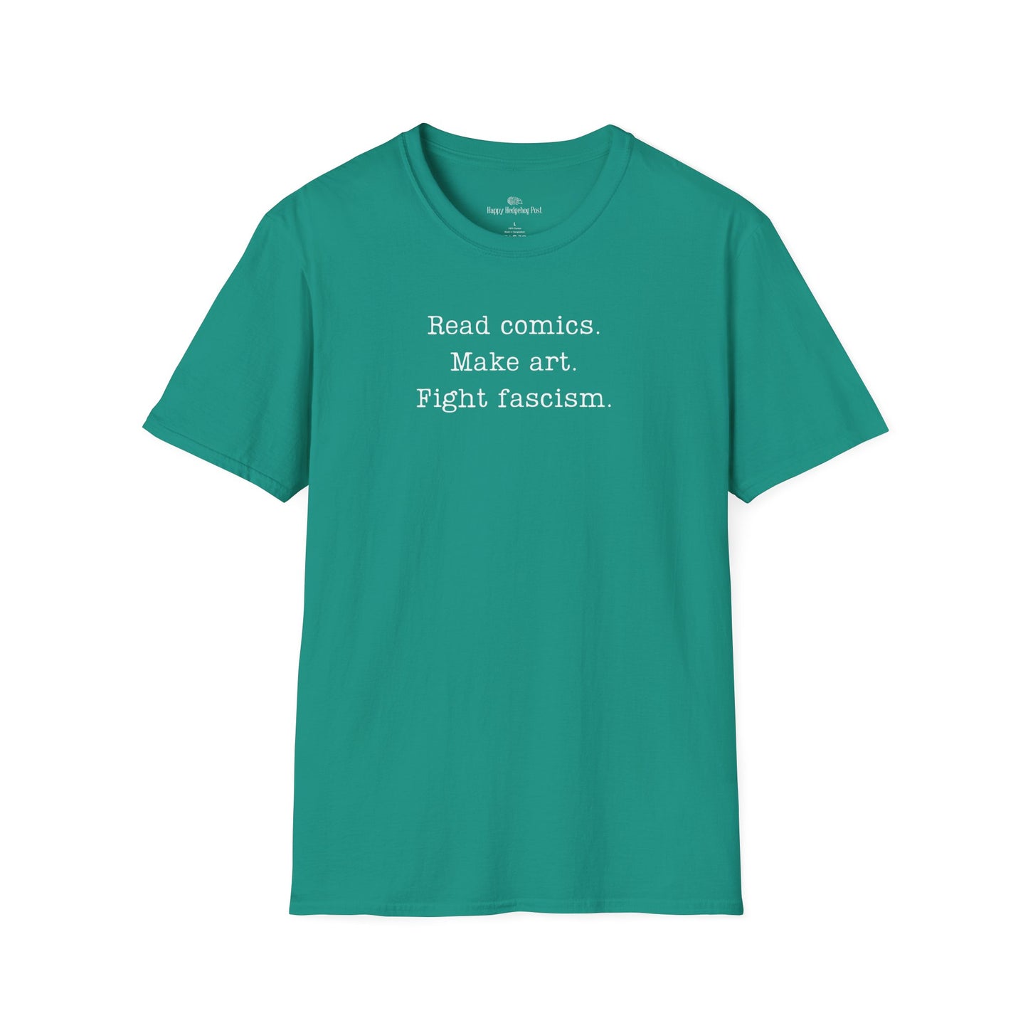 Read Comics Fight Fascism T-Shirt | Anti-Fascist Activist Tee | Comic Book Resistance | ACLU Donation