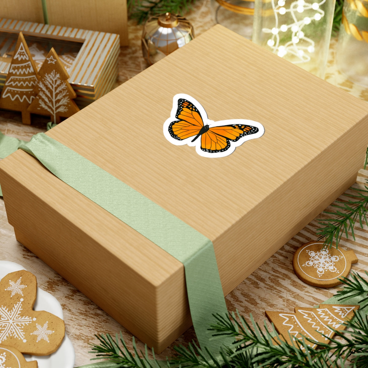 Hand-Drawn Monarch Butterfly Sticker | Vinyl Kiss Cut Decal