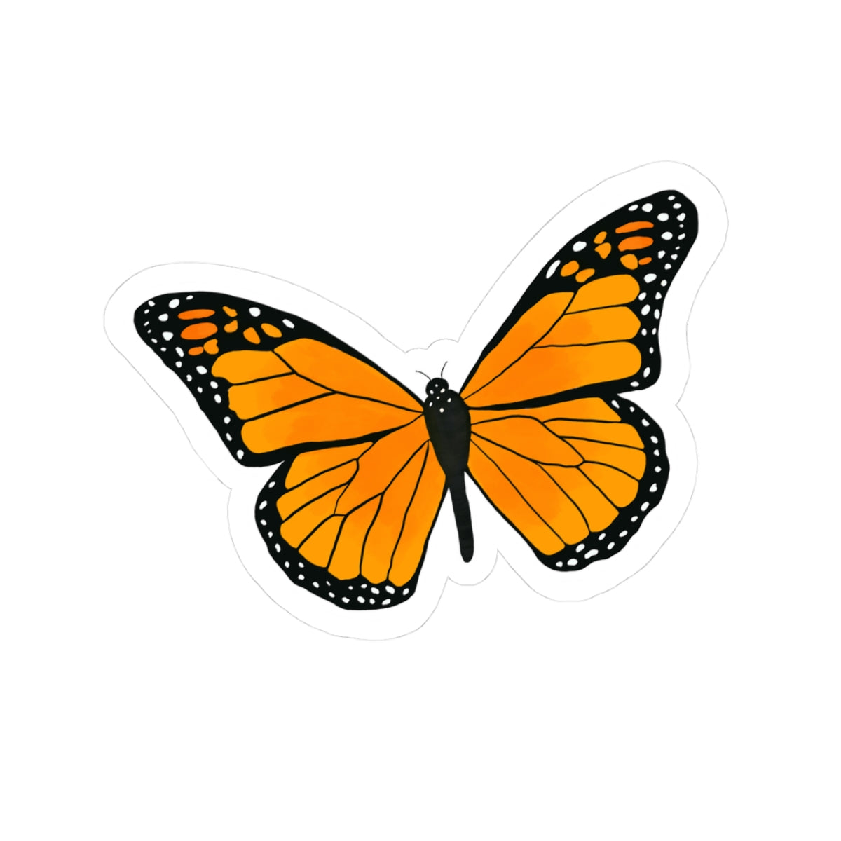 Hand-Drawn Monarch Butterfly Sticker | Vinyl Kiss Cut Decal