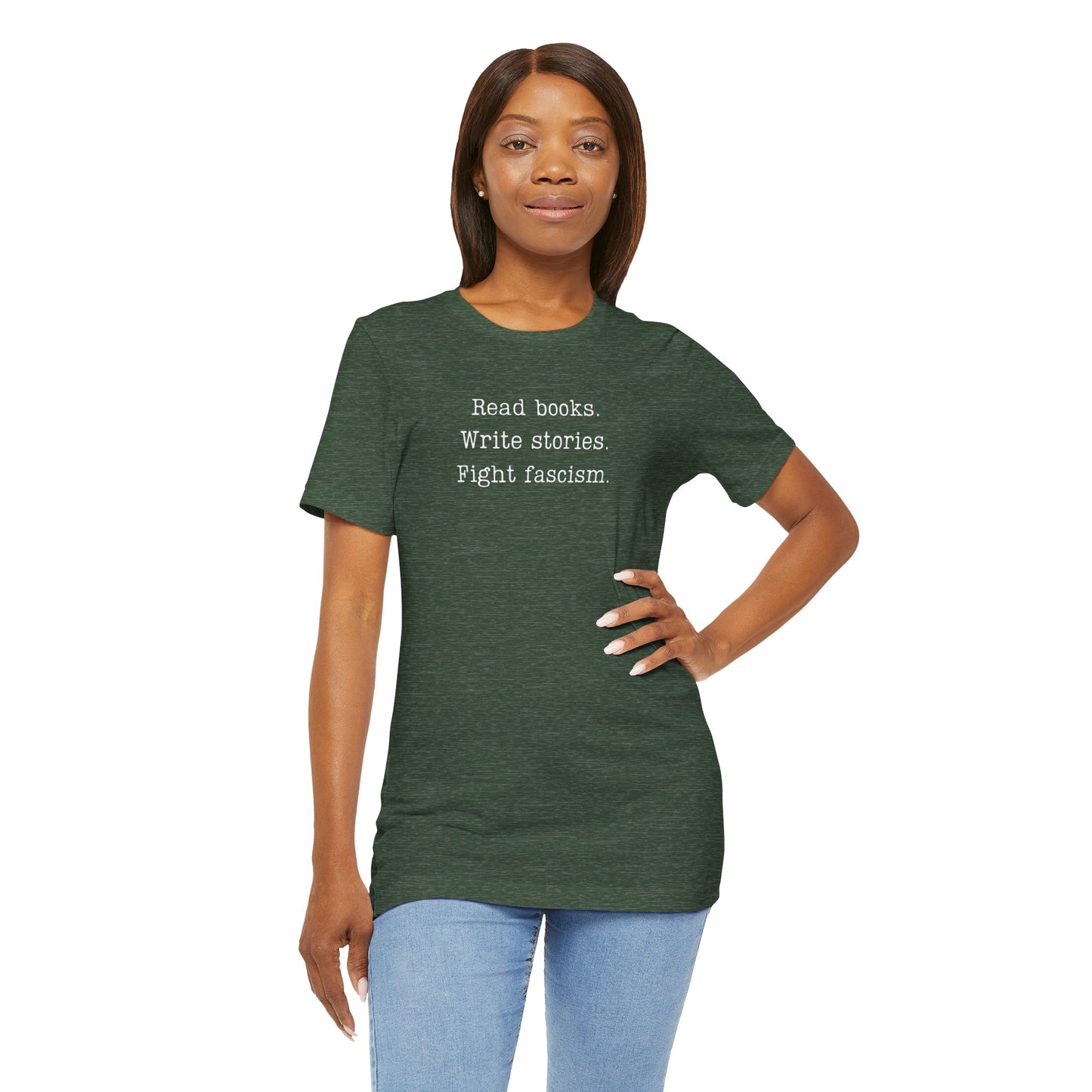 Read Books Write Stories Fight Fascism T-Shirt | Anti-Fascist Protest Tee | Literary Resistance |  ACLU Donation