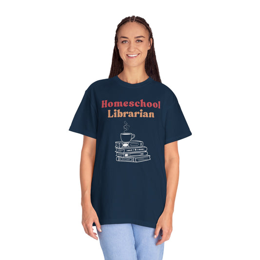 Homeschool Librarian T-Shirt | Book Stack Coffee Mug Design | Homeschool Mom Gift | Teacher Appreciation |  ACLU Donation