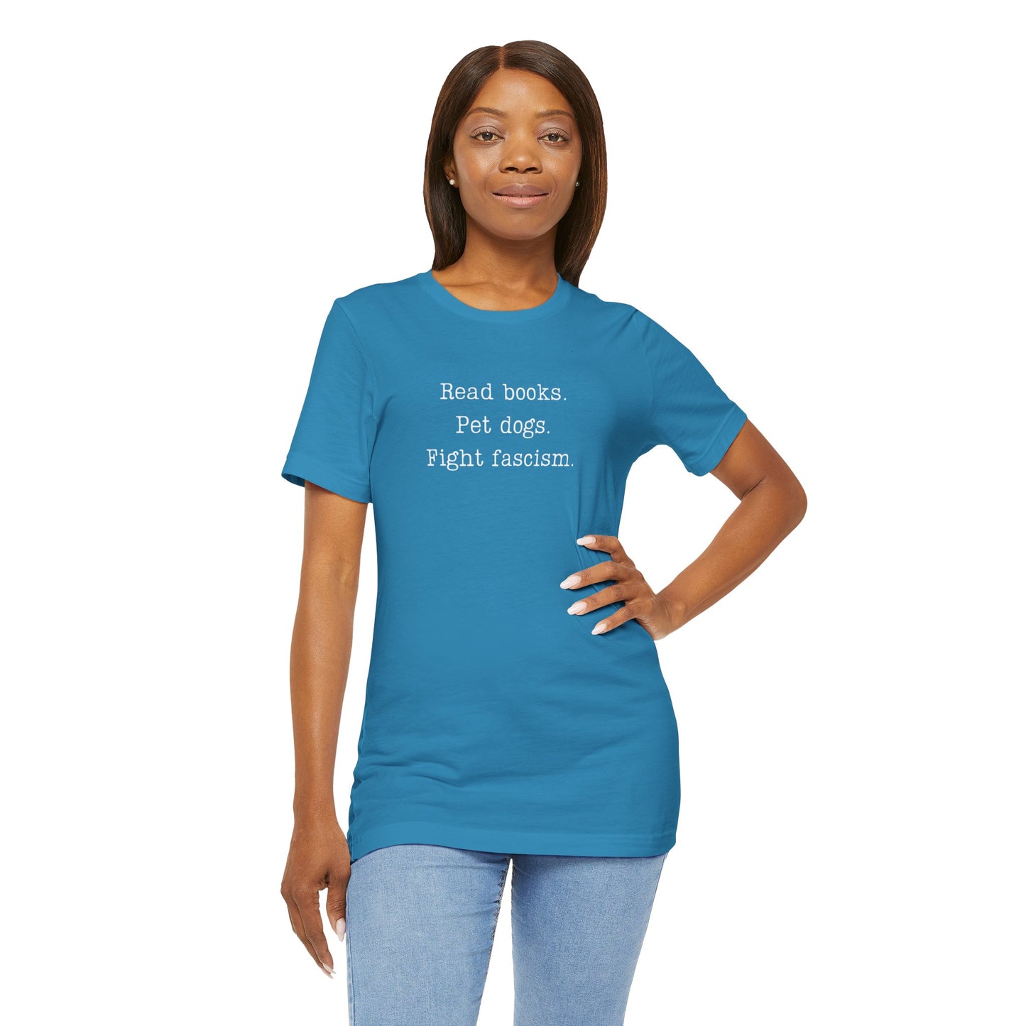 Read Books Pet Dogs Fight Fascism T-Shirt | Anti-Fascist Activist Tee | Dog Lover Resistance | ACLU Donation