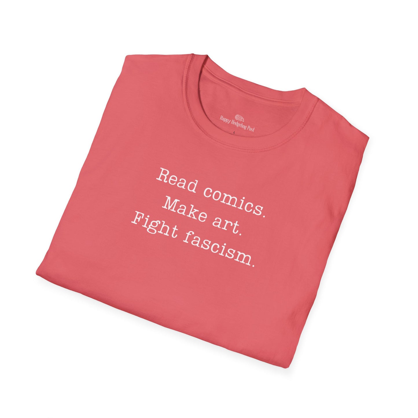 Read Comics Fight Fascism T-Shirt | Anti-Fascist Activist Tee | Comic Book Resistance | ACLU Donation