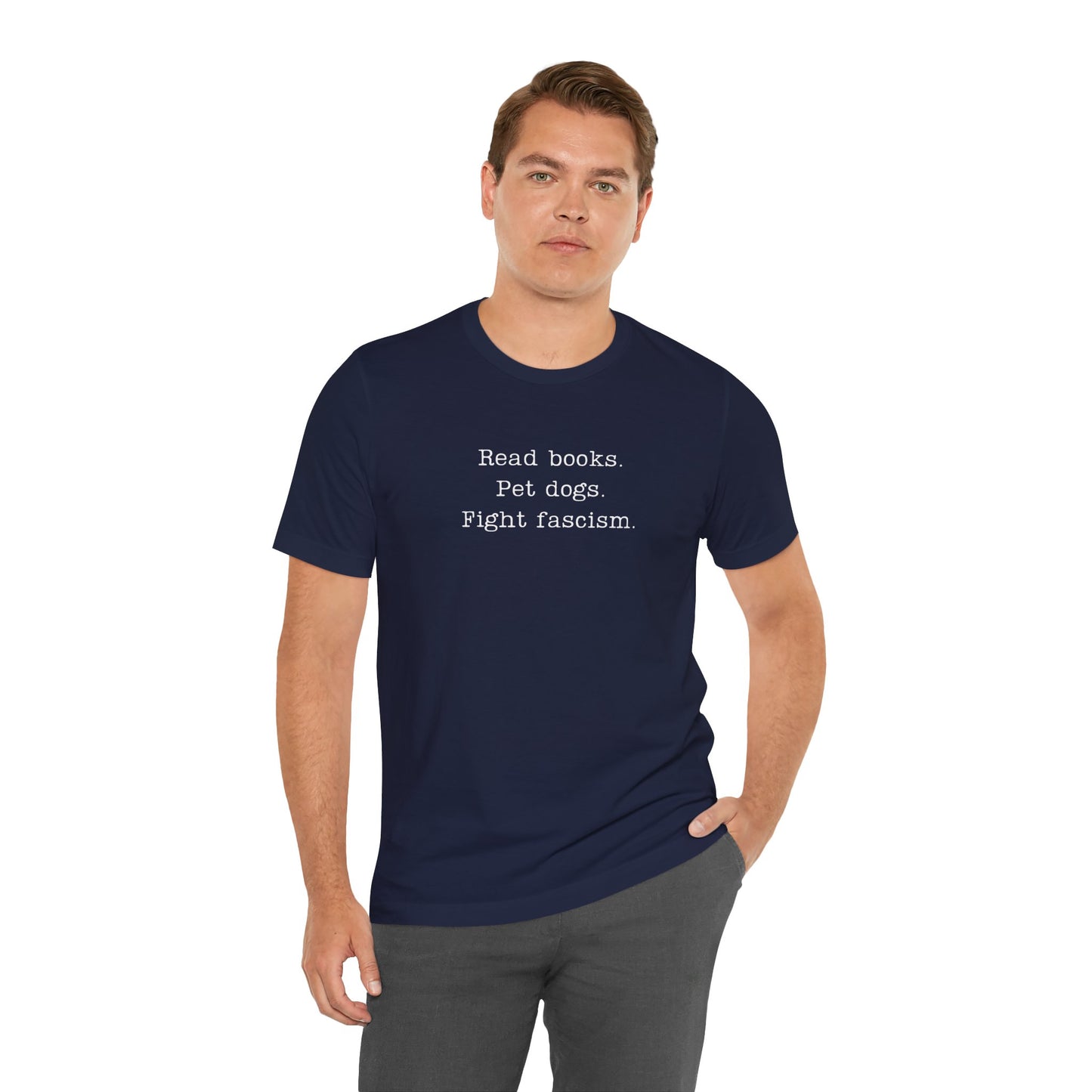 Read Books Pet Dogs Fight Fascism T-Shirt | Anti-Fascist Activist Tee | Dog Lover Resistance | ACLU Donation