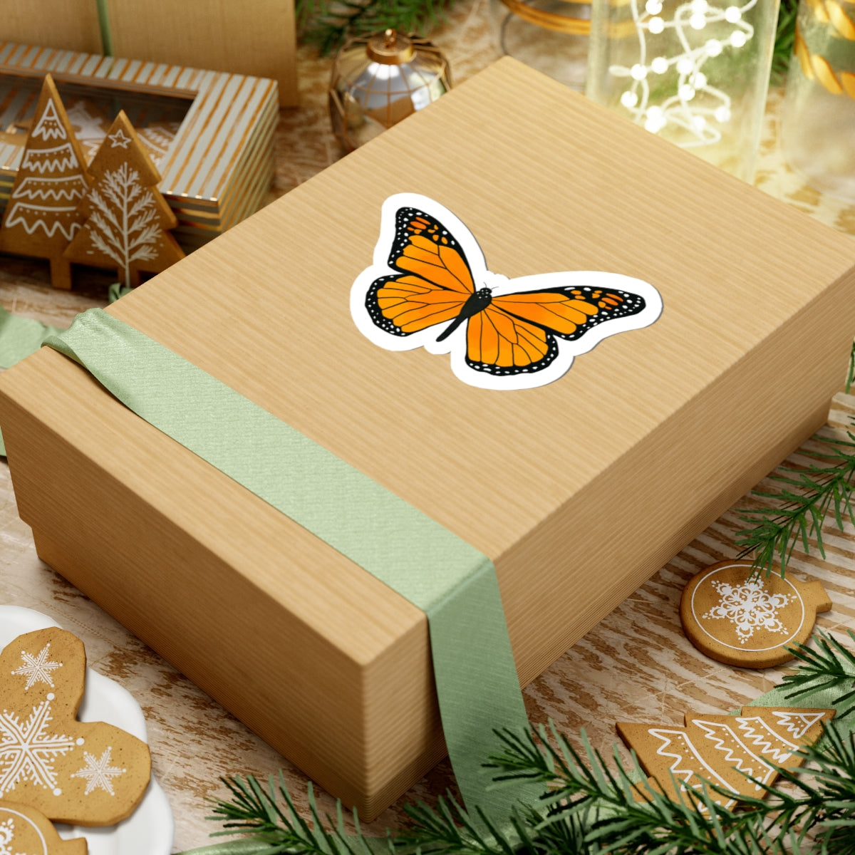 Hand-Drawn Monarch Butterfly Sticker | Vinyl Kiss Cut Decal