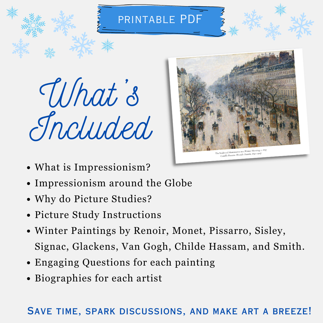 Winter Impressionist Picture Study + Printable Art