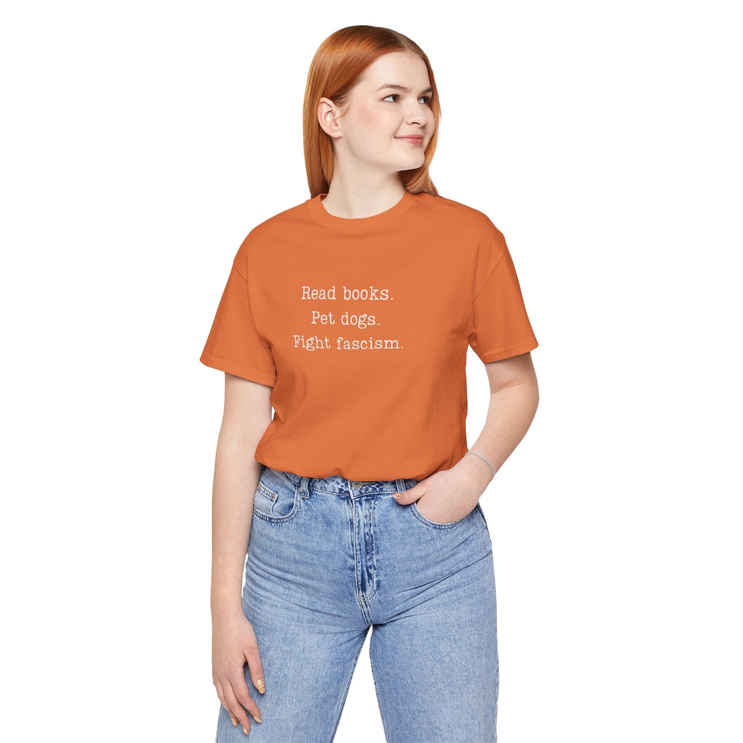Read Books Pet Dogs Fight Fascism T-Shirt | Anti-Fascist Activist Tee | Dog Lover Resistance | ACLU Donation