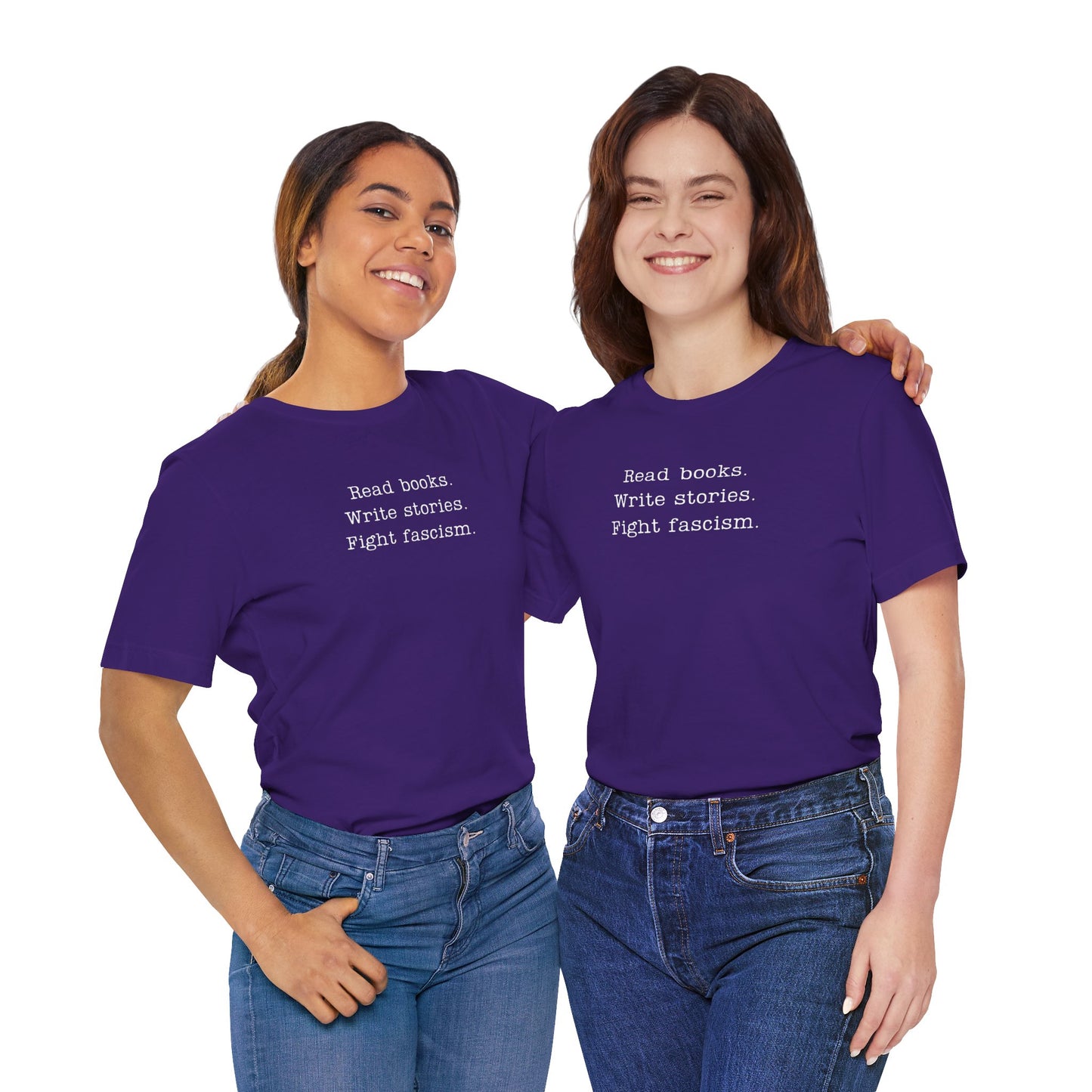 Read Books Write Stories Fight Fascism T-Shirt | Anti-Fascist Protest Tee | Literary Resistance |  ACLU Donation
