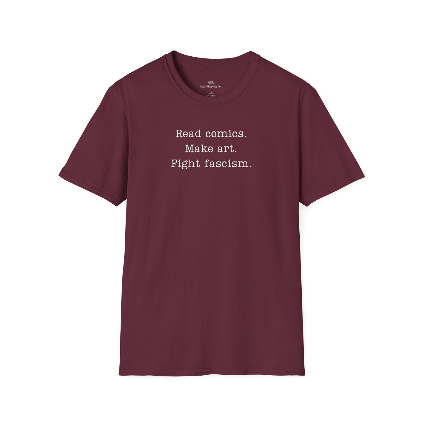 Read Comics Fight Fascism T-Shirt | Anti-Fascist Activist Tee | Comic Book Resistance | ACLU Donation
