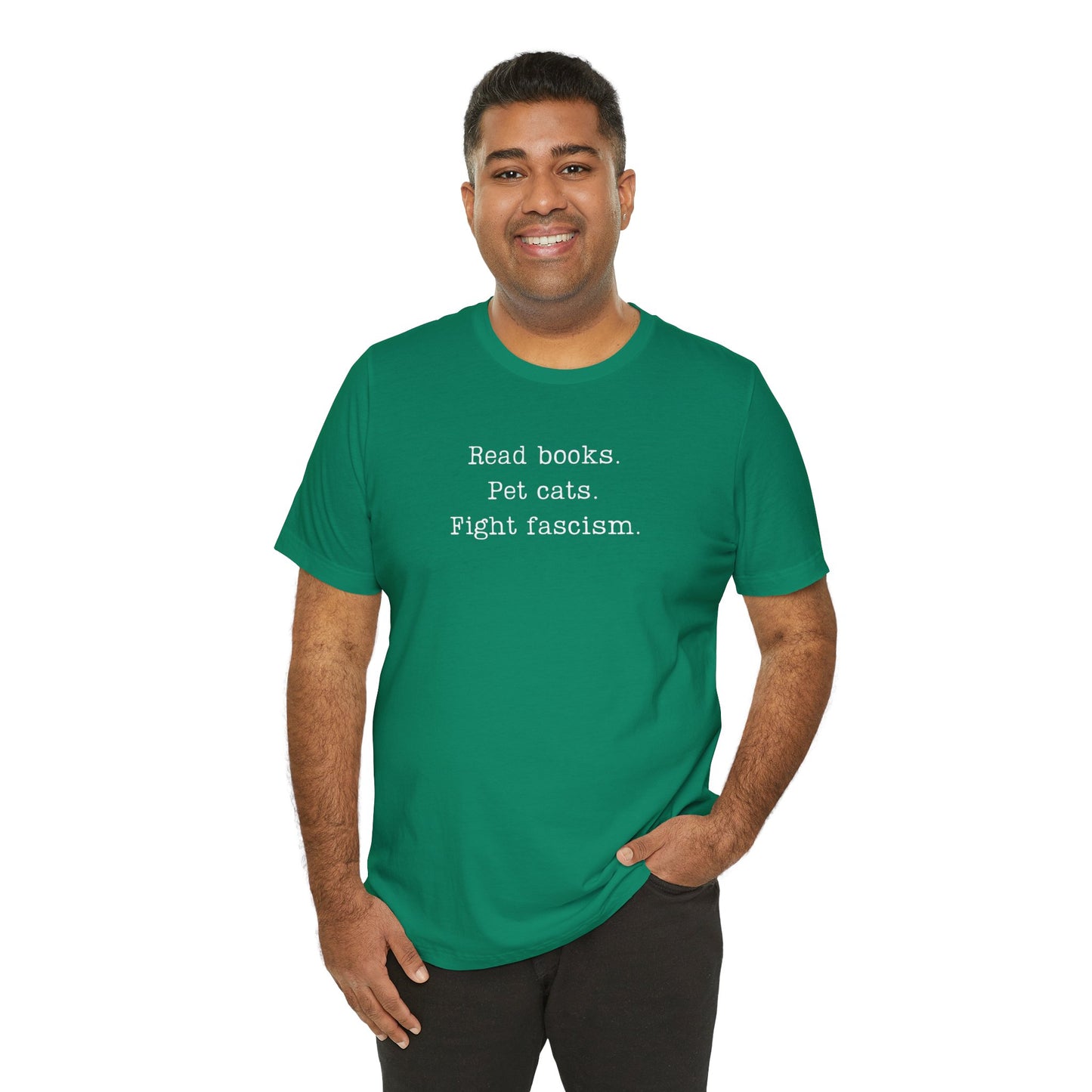Read Books Pet Cats Fight Fascism T-Shirt | Anti-Fascist Activist Tee | Cat Lover Resistance | ACLU Donation