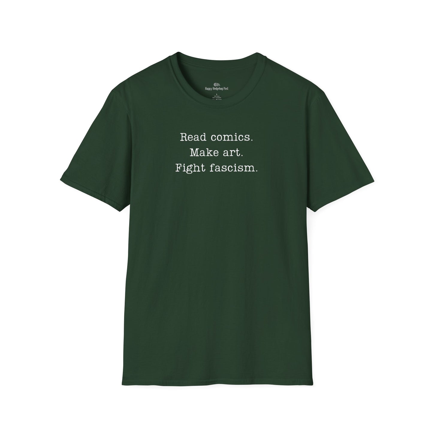 Read Comics Fight Fascism T-Shirt | Anti-Fascist Activist Tee | Comic Book Resistance | ACLU Donation