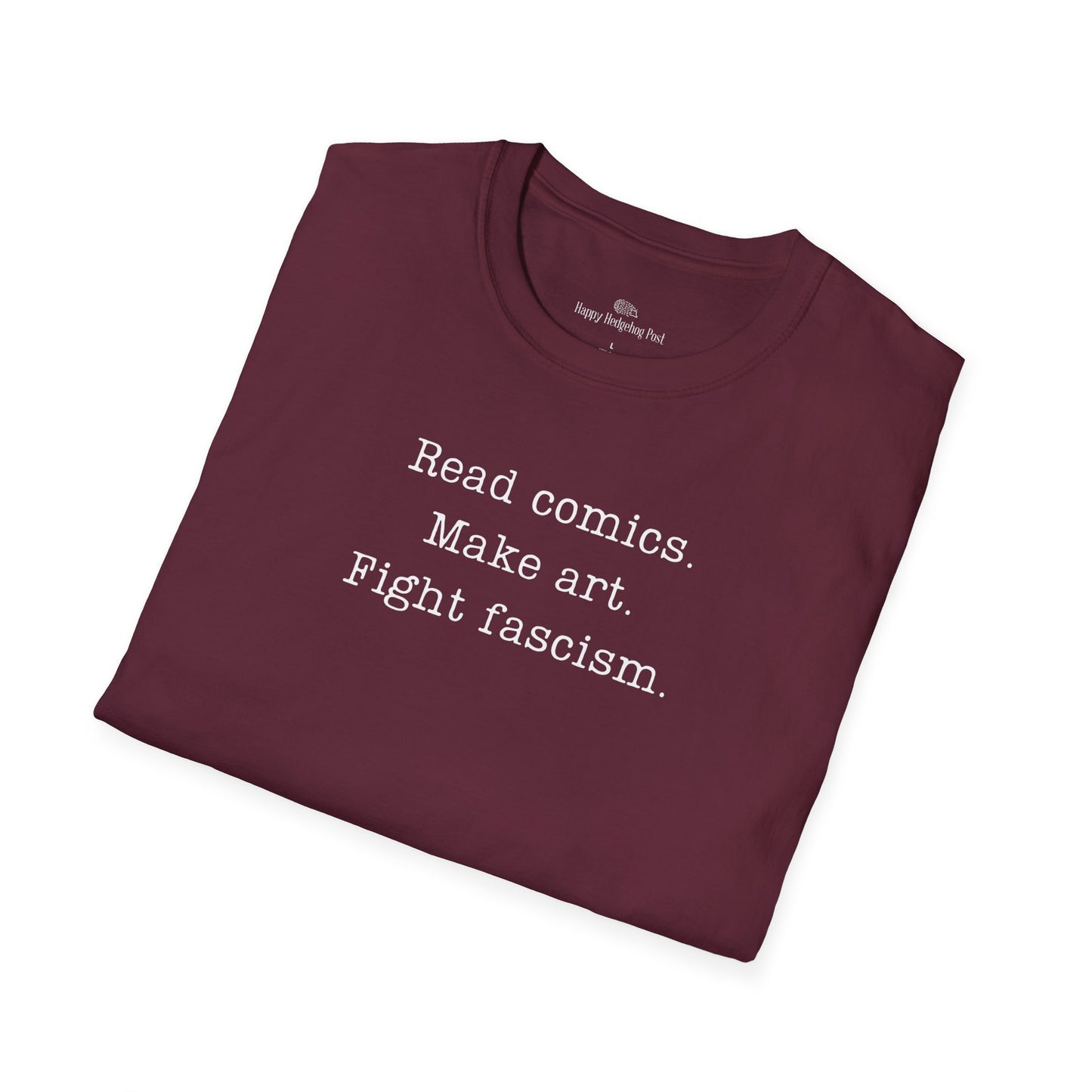 Read Comics Fight Fascism T-Shirt | Anti-Fascist Activist Tee | Comic Book Resistance | ACLU Donation