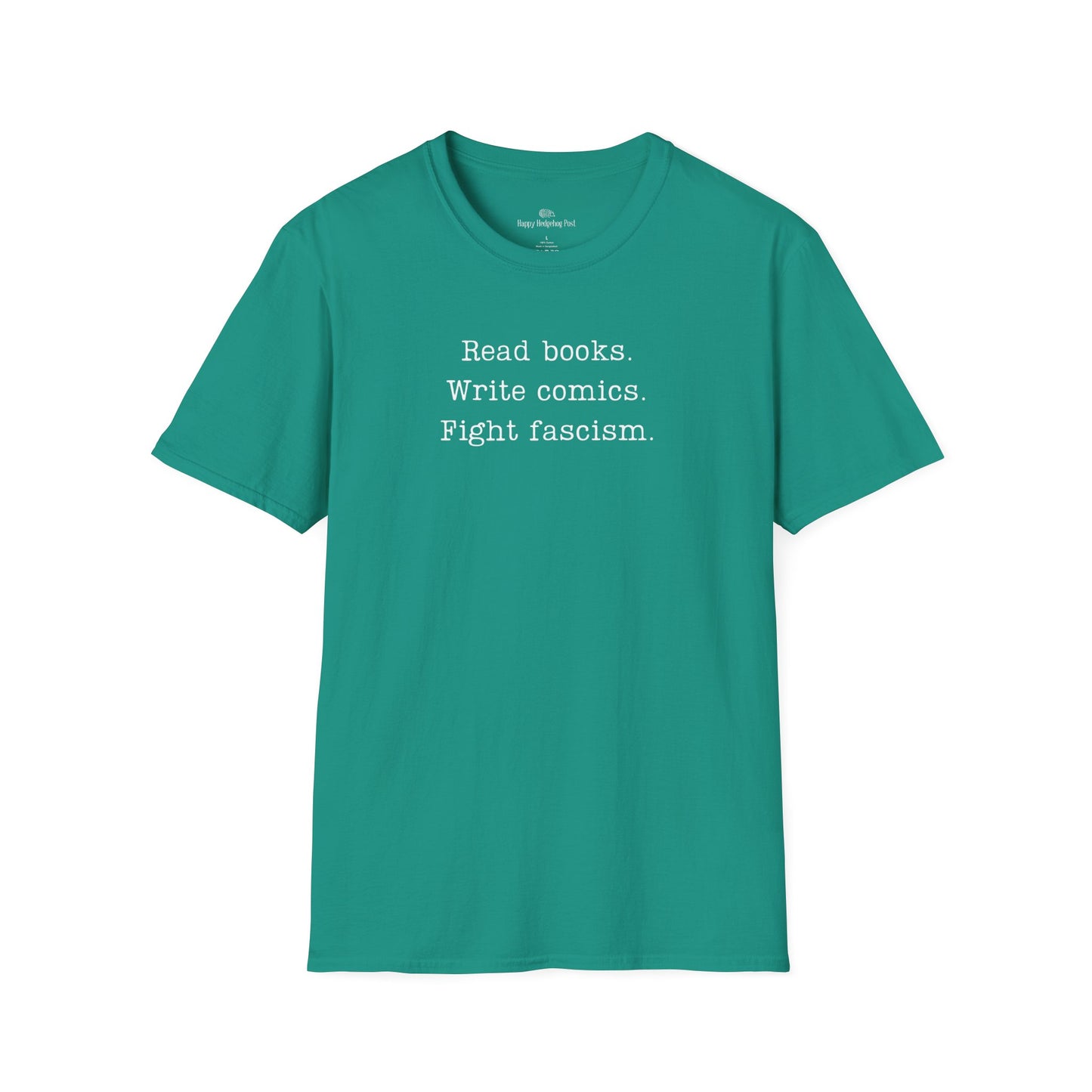 Read Books Write Comics Fight Fascism T-Shirt | Anti-Fascist Activist Tee | Literary Resistance | ACLU Donation