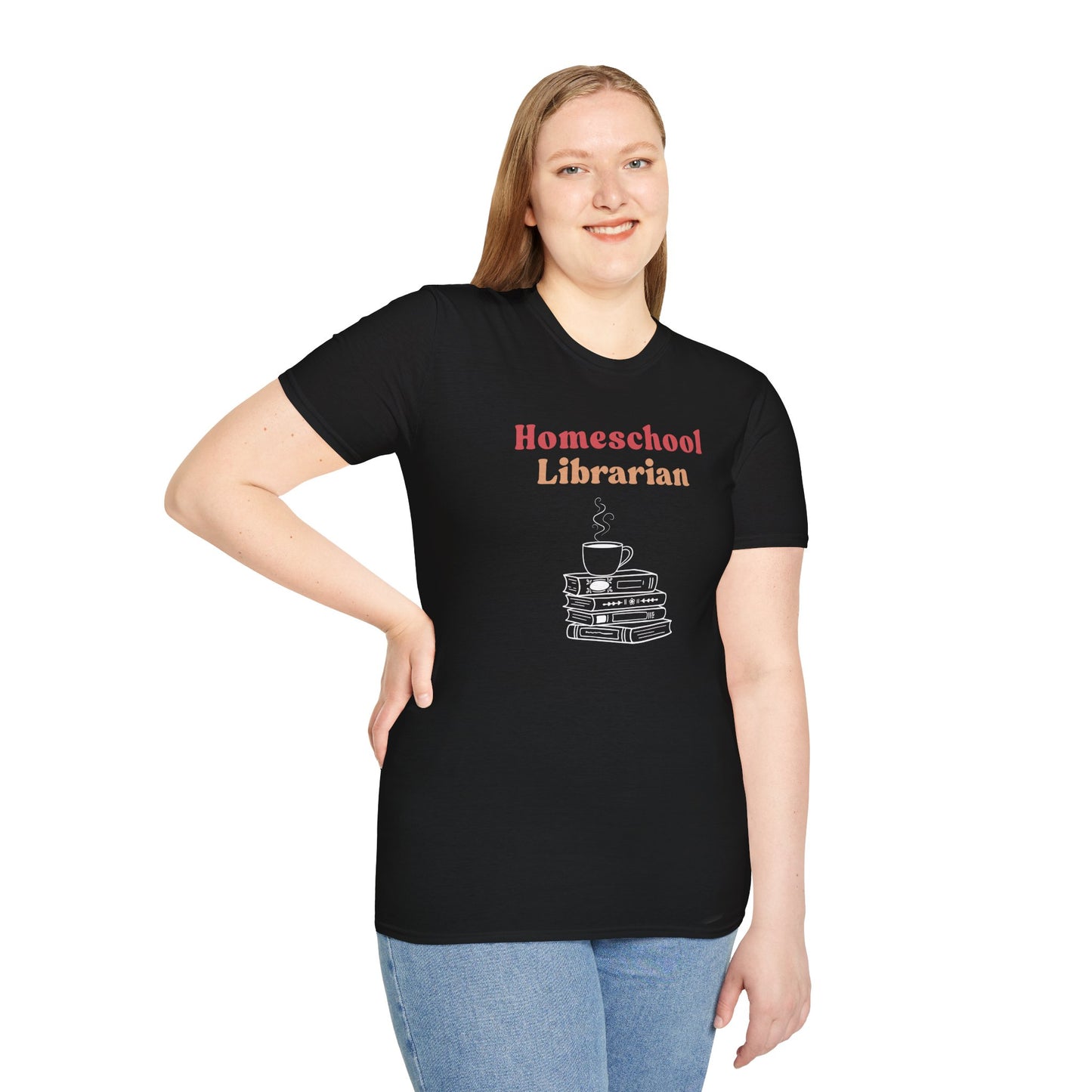 Homeschool Librarian T-Shirt | Book Stack Coffee Mug Design  |  ACLU Donation