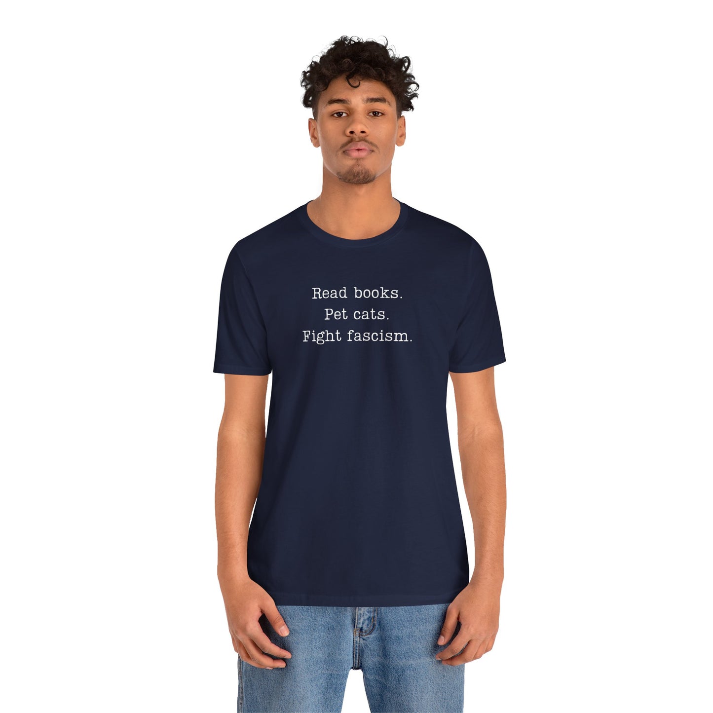 Read Books Pet Cats Fight Fascism T-Shirt | Anti-Fascist Activist Tee | Cat Lover Resistance | ACLU Donation