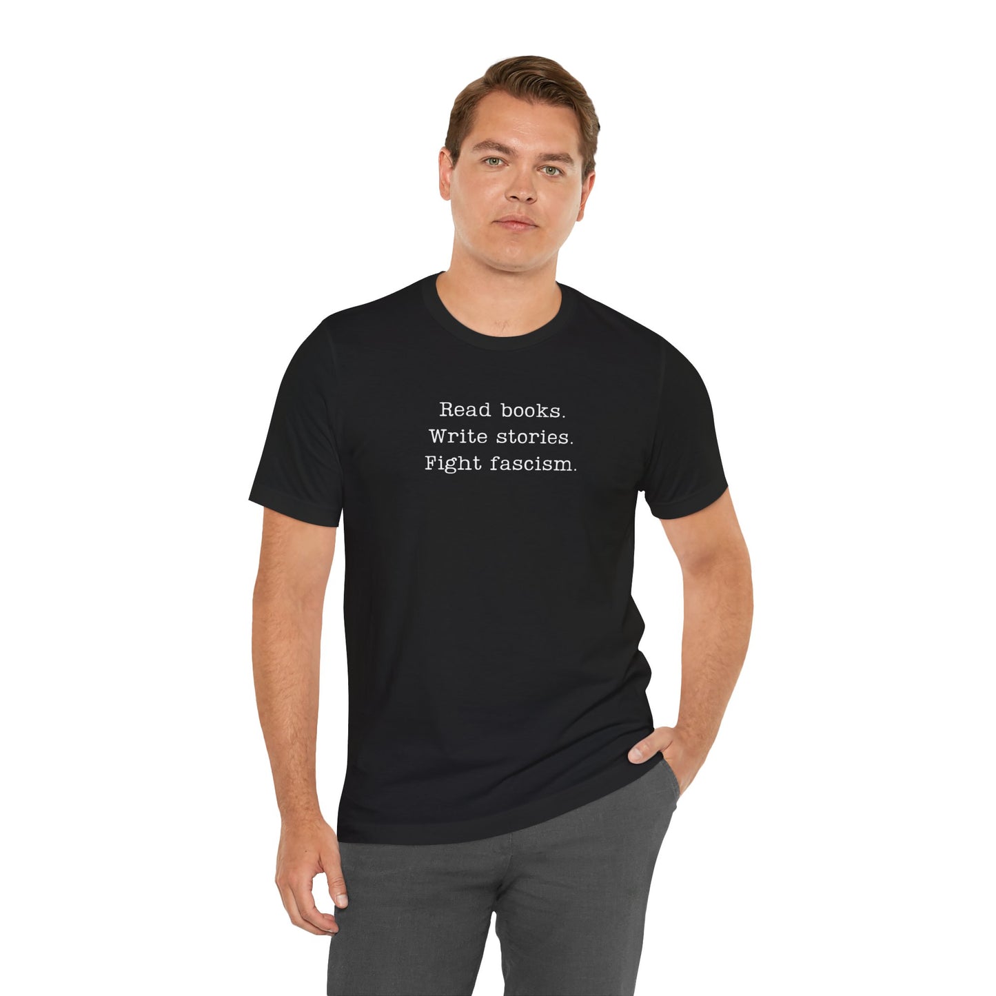 Read Books Write Stories Fight Fascism T-Shirt | Anti-Fascist Protest Tee | Literary Resistance |  ACLU Donation