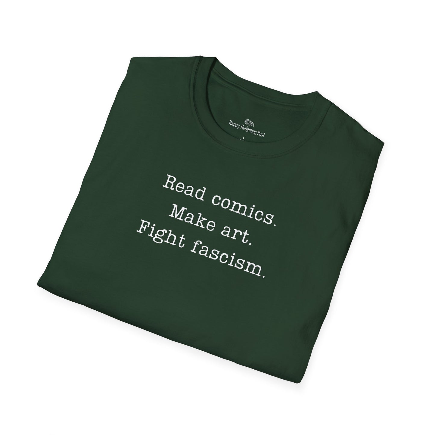 Read Comics Fight Fascism T-Shirt | Anti-Fascist Activist Tee | Comic Book Resistance | ACLU Donation