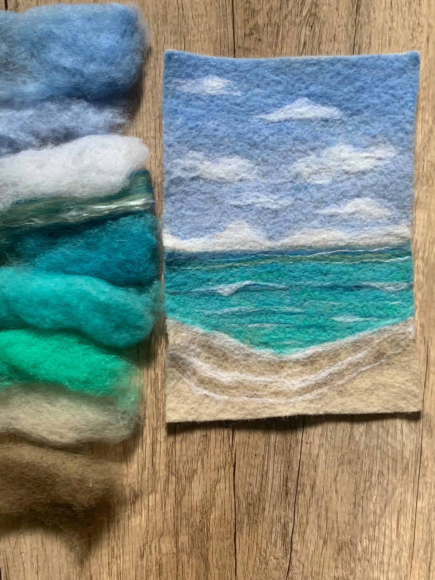Beach Wool Painting Beginner Needle Felting Kit