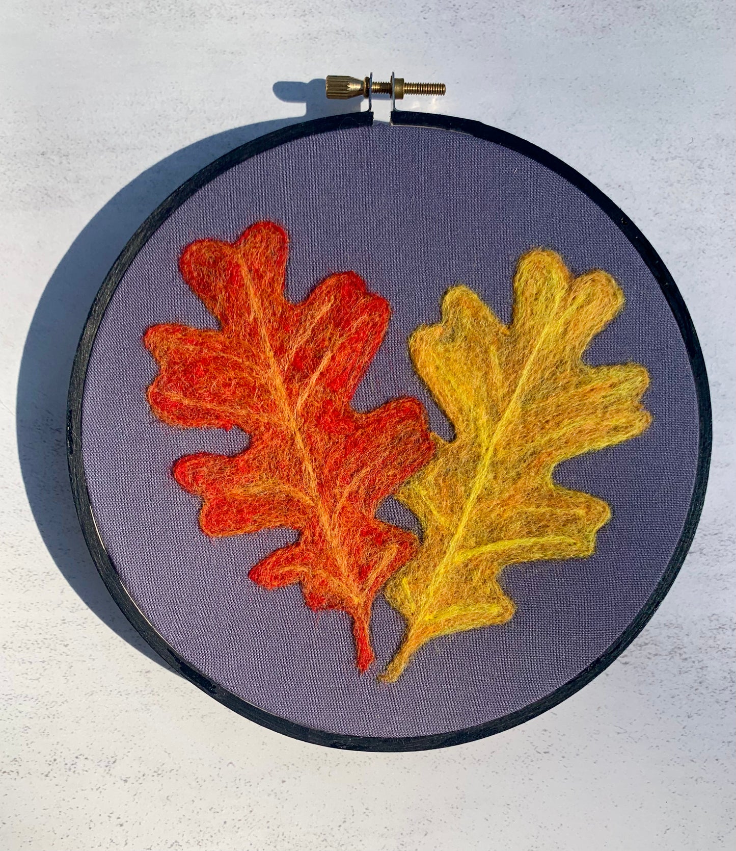Autumn Oak Leaves Wool Painting
