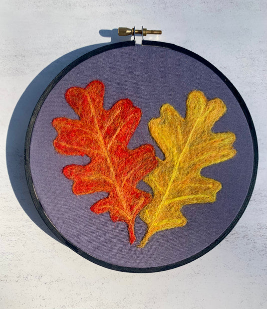 Autumn Oak Leaves Wool Painting
