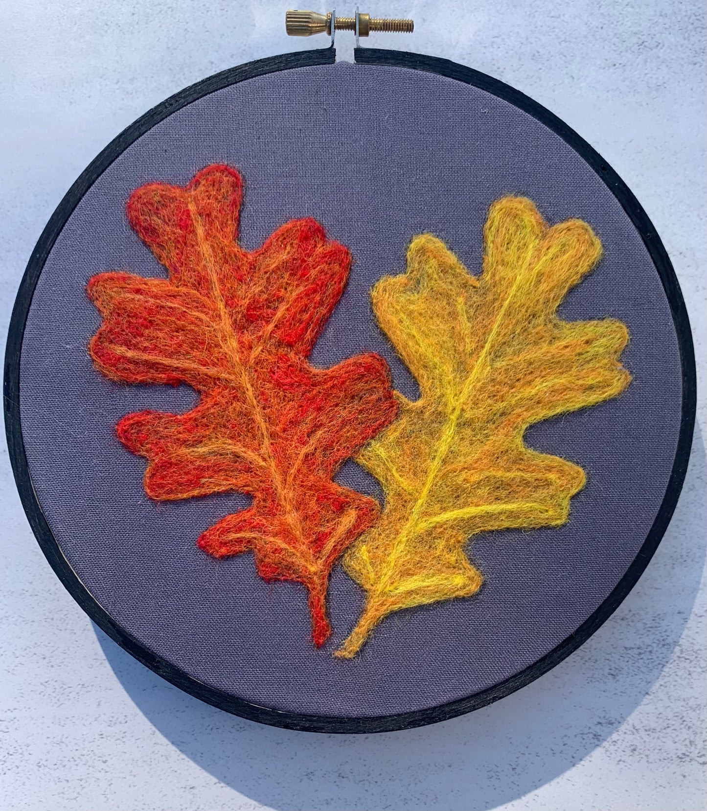 Autumn Oak Leaves Wool Painting