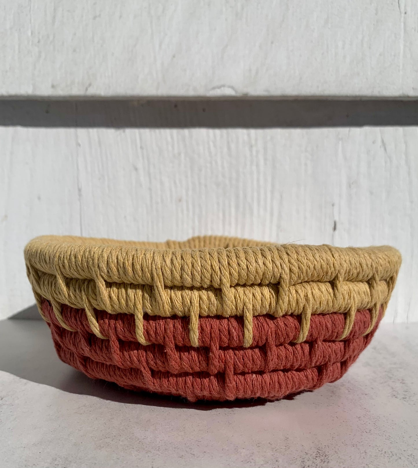 Macramé Coil Bowl in Copper and Gold
