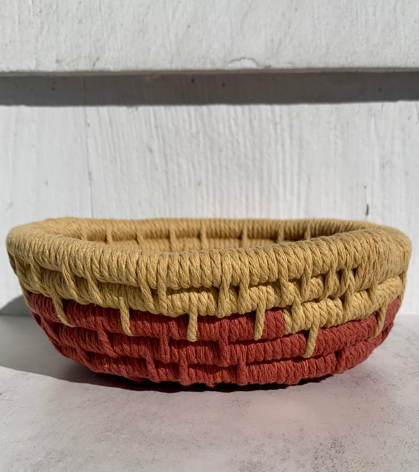 Macramé Coil Bowl in Copper and Gold