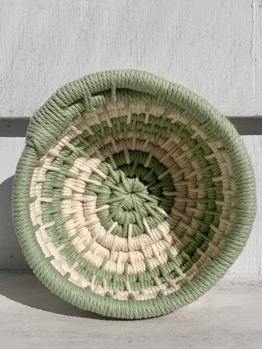 Macrame Coil Bowl in Sage and Cream