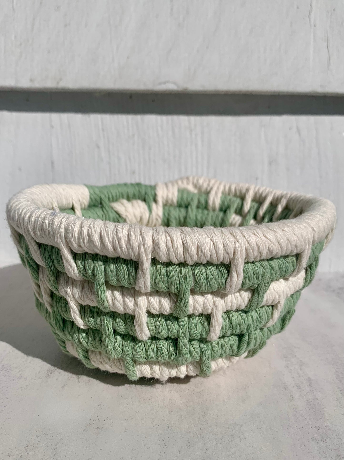 Macramé Coil Bowl in Cream and Sage