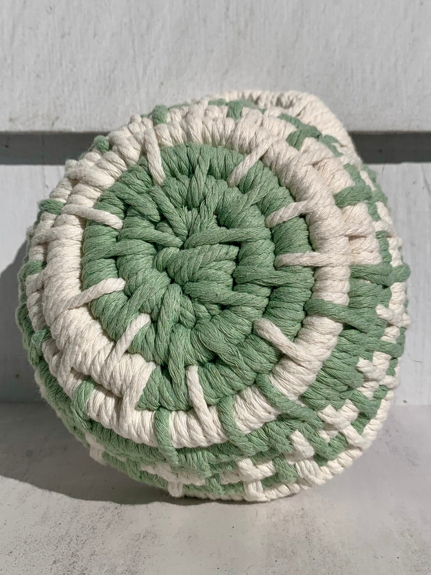 Macramé Coil Bowl in Cream and Sage