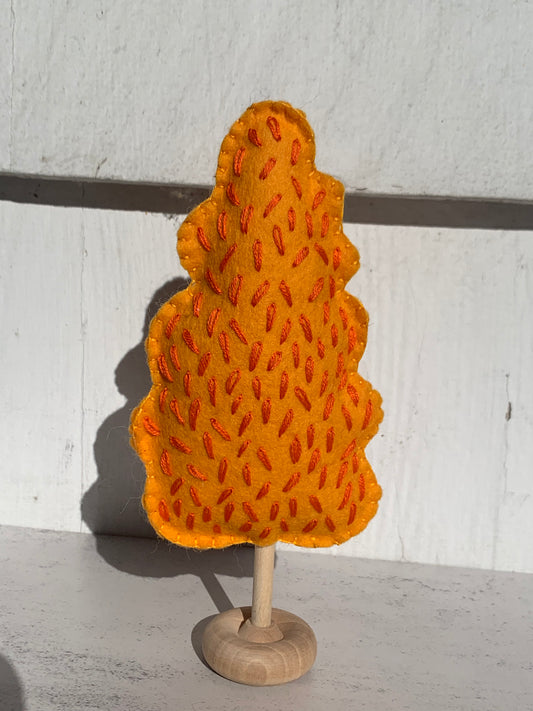 Hand Embroidered Yellow Orange Autumn Felt Tree