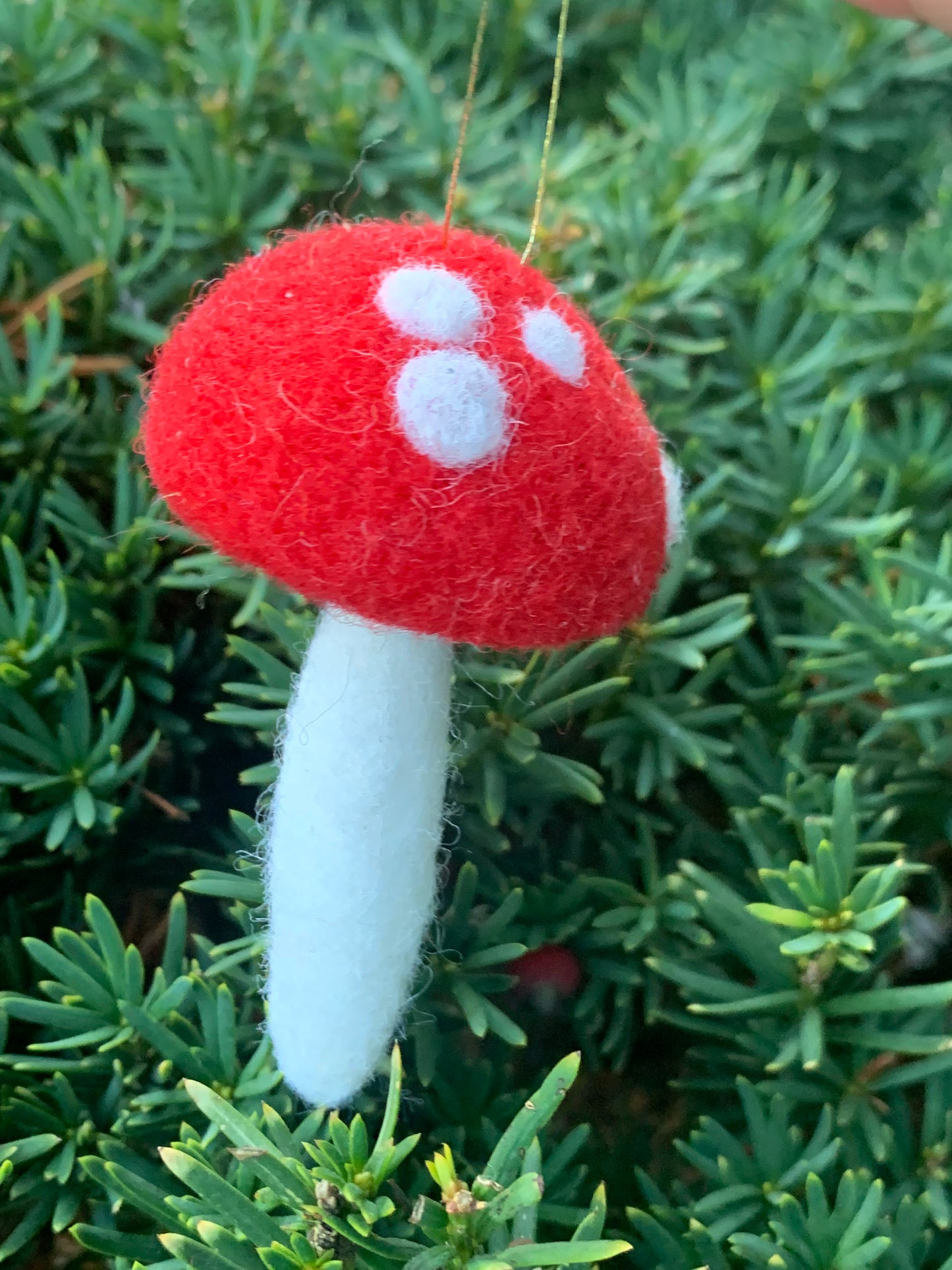 Spotted Red Mushroom Felted Ornament