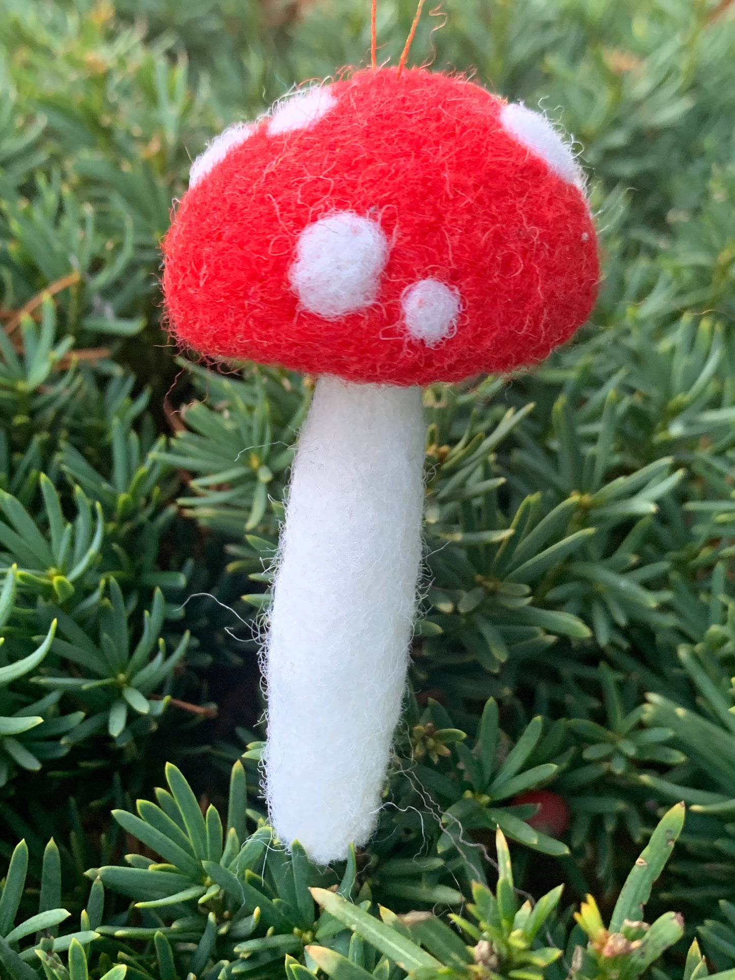 Spotted Red Mushroom Felted Ornament