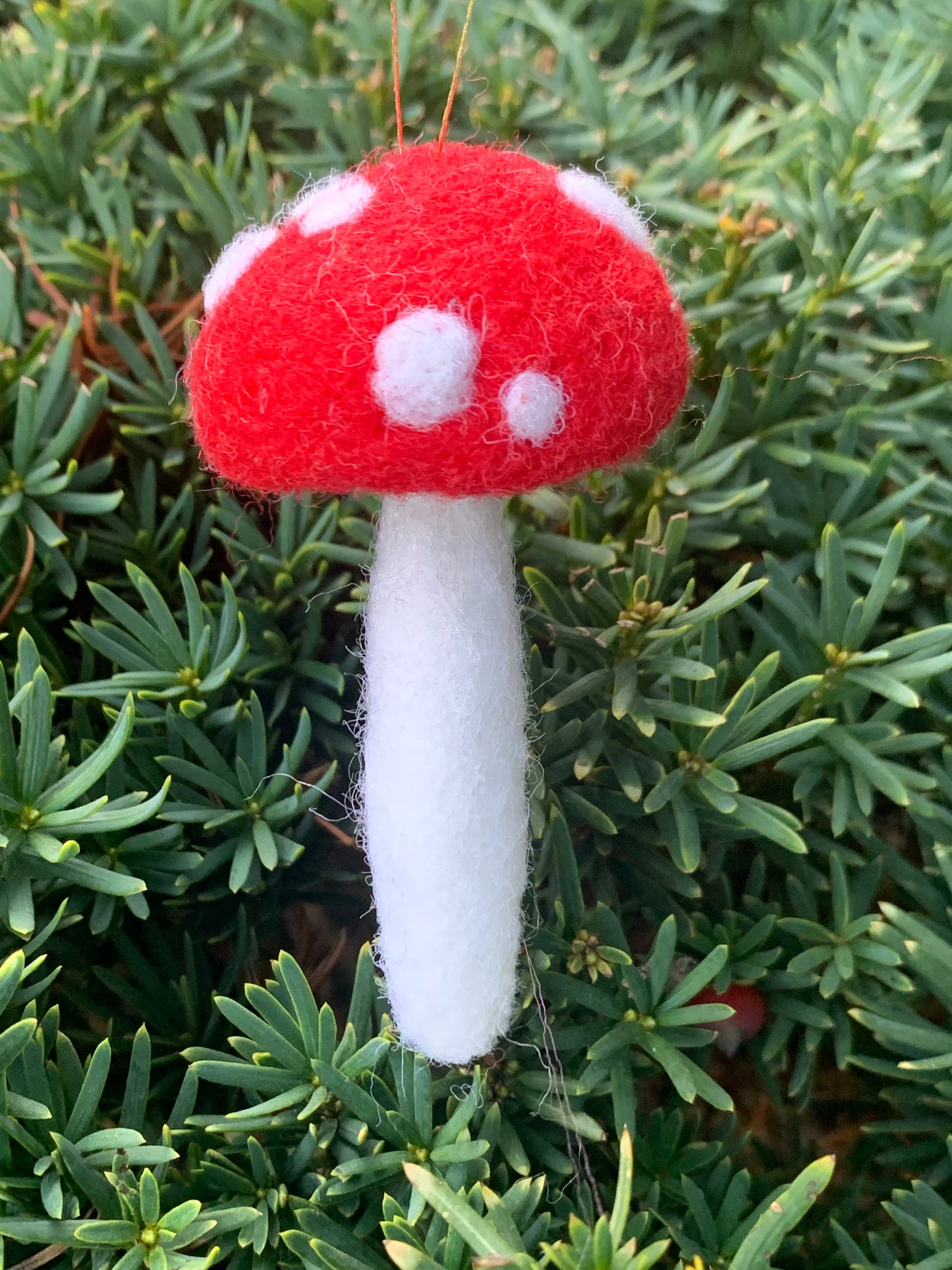 Spotted Red Mushroom Felted Ornament