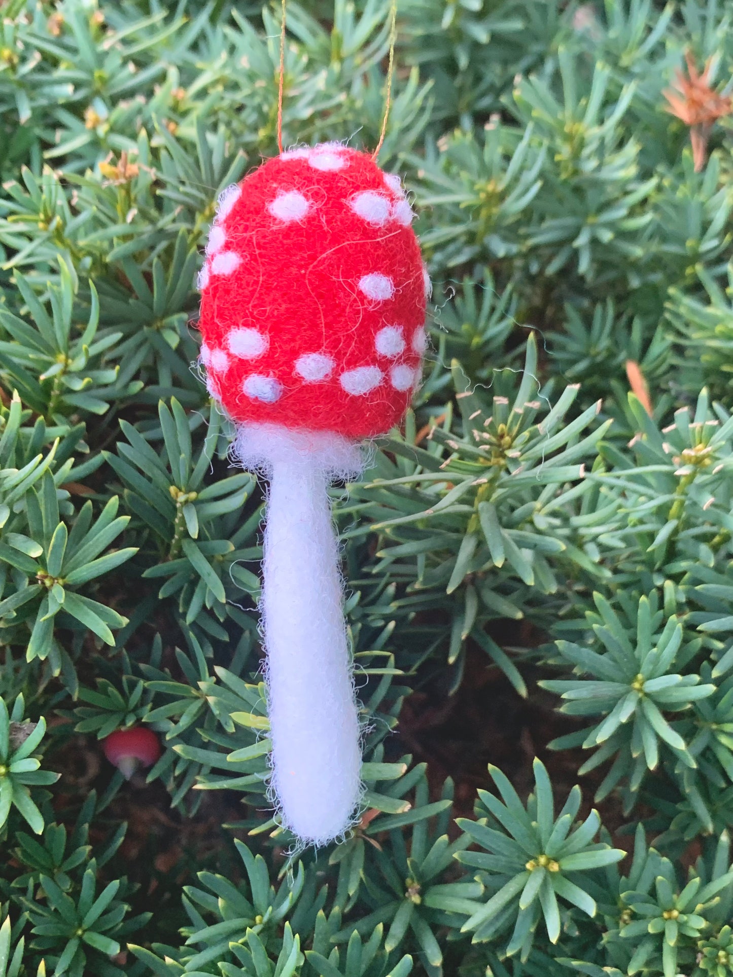 Large Spotted Red Mushroom Felted Ornament