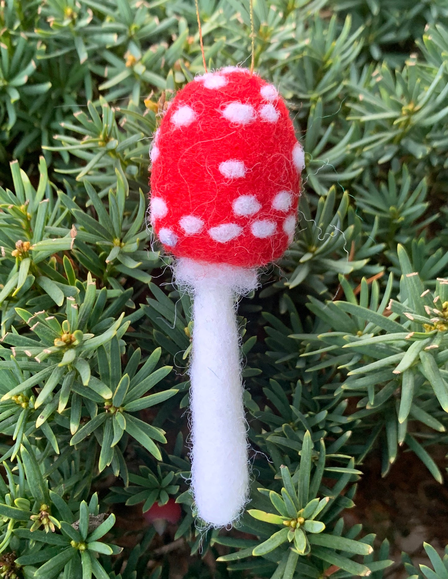 Large Spotted Red Mushroom Felted Ornament