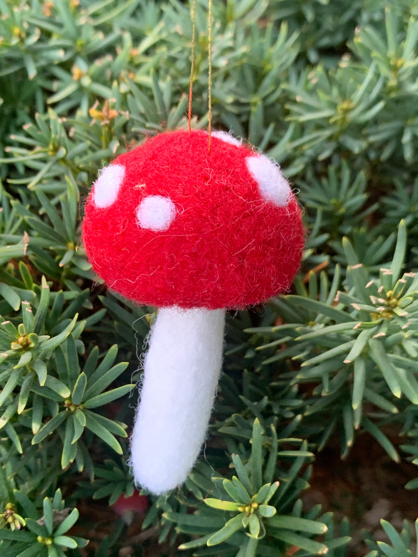Small Spotted Red Mushroom Felted Ornament